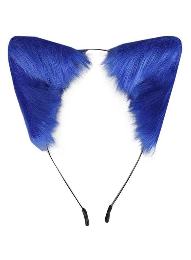 VIGVAN Fox Wolf Ears Animal Cosplay Cat Cosplay Accessories for Halloween (Blue) - Image 1